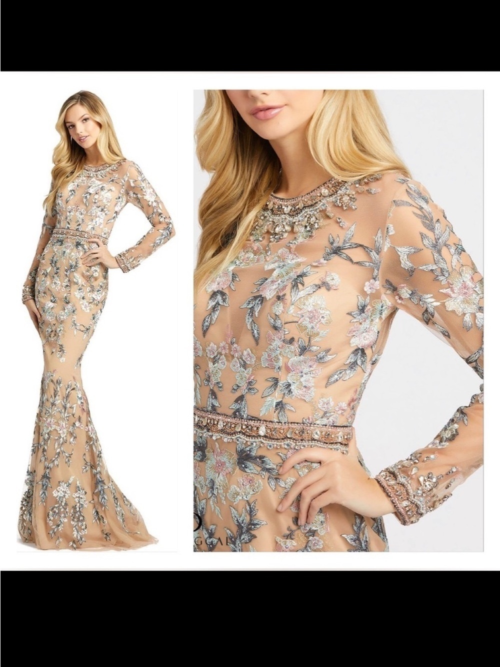 Mac Duggal 79222 (79222D) Multi-color Floral Embellished Trumpet Gown